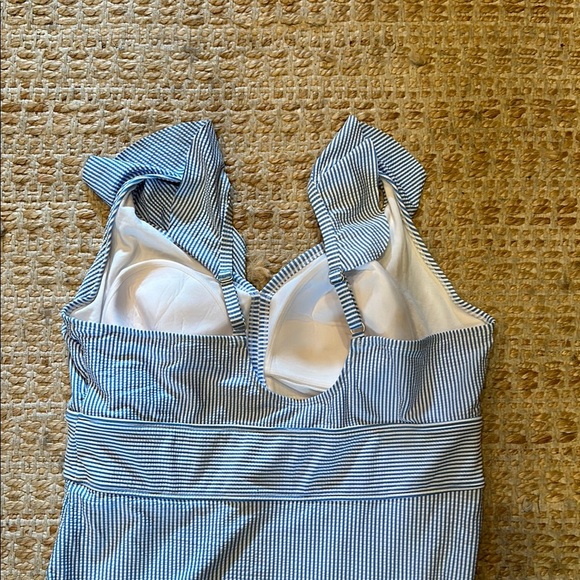 Time and Tru Blue Striped One Piece Swimsuit - Picture 10 of 12